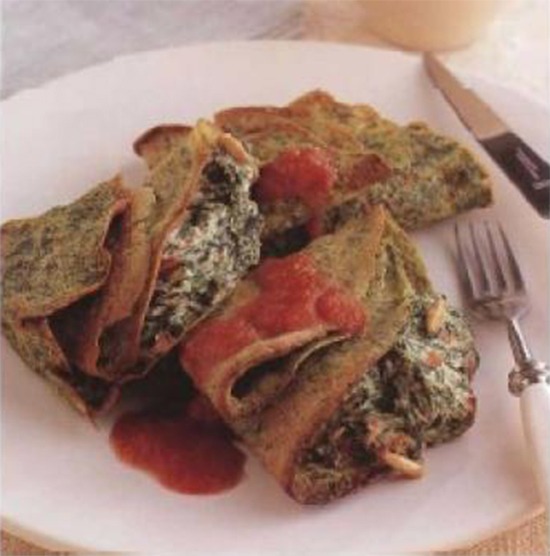 Crêpes farcies aux épinards et sauce tomate Crêpes farcies aux épinards et sauce tomate