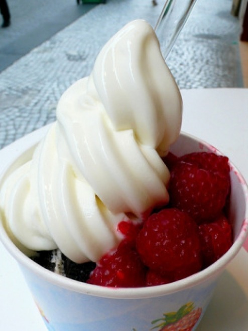 Glace yaourt, framboise