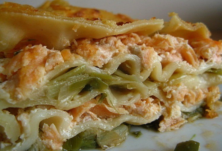 Lasagnes saumon-poireaux