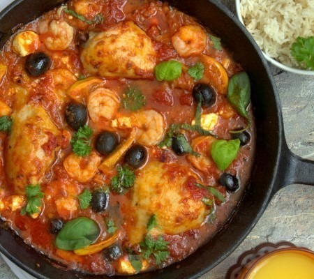 Ragout de poulet et crevettes