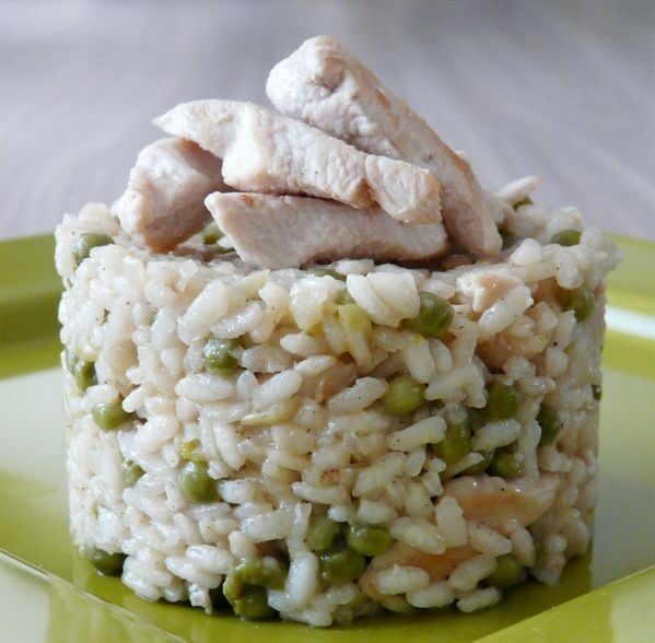 Risotto au poulet et petits pois Risotto au poulet et petits pois