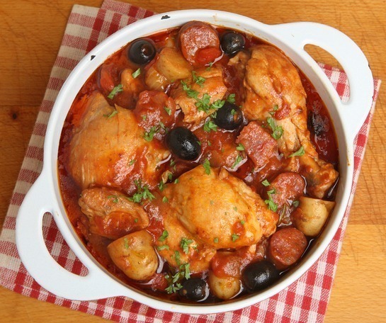 Poulet sauté au saucisson