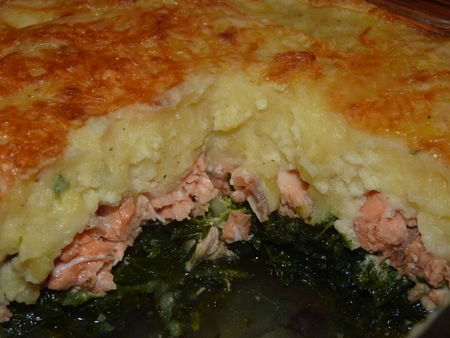 Parmentier saumon épinards