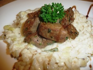 RISOTTO AUX POIREAUX, FOIE DE VEAU