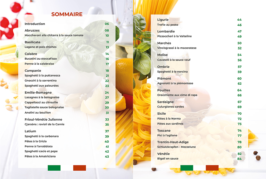 Sommaire du livre PASTA ET REGION