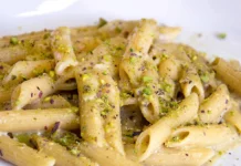 Penne aux pistaches et Bagoss